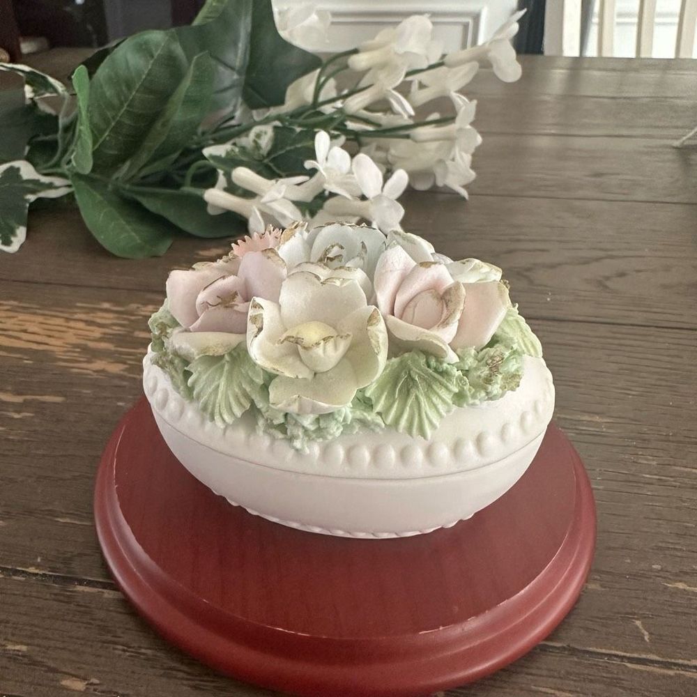 Ardalt Japan Floral Trinket Oval Shaped Box Vintage‎